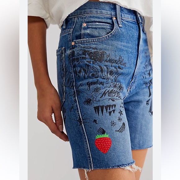 MOTHER Superior High-Waisted Smokin' Fray Shorts Never Enough Size 25 - Picture 1 of 13